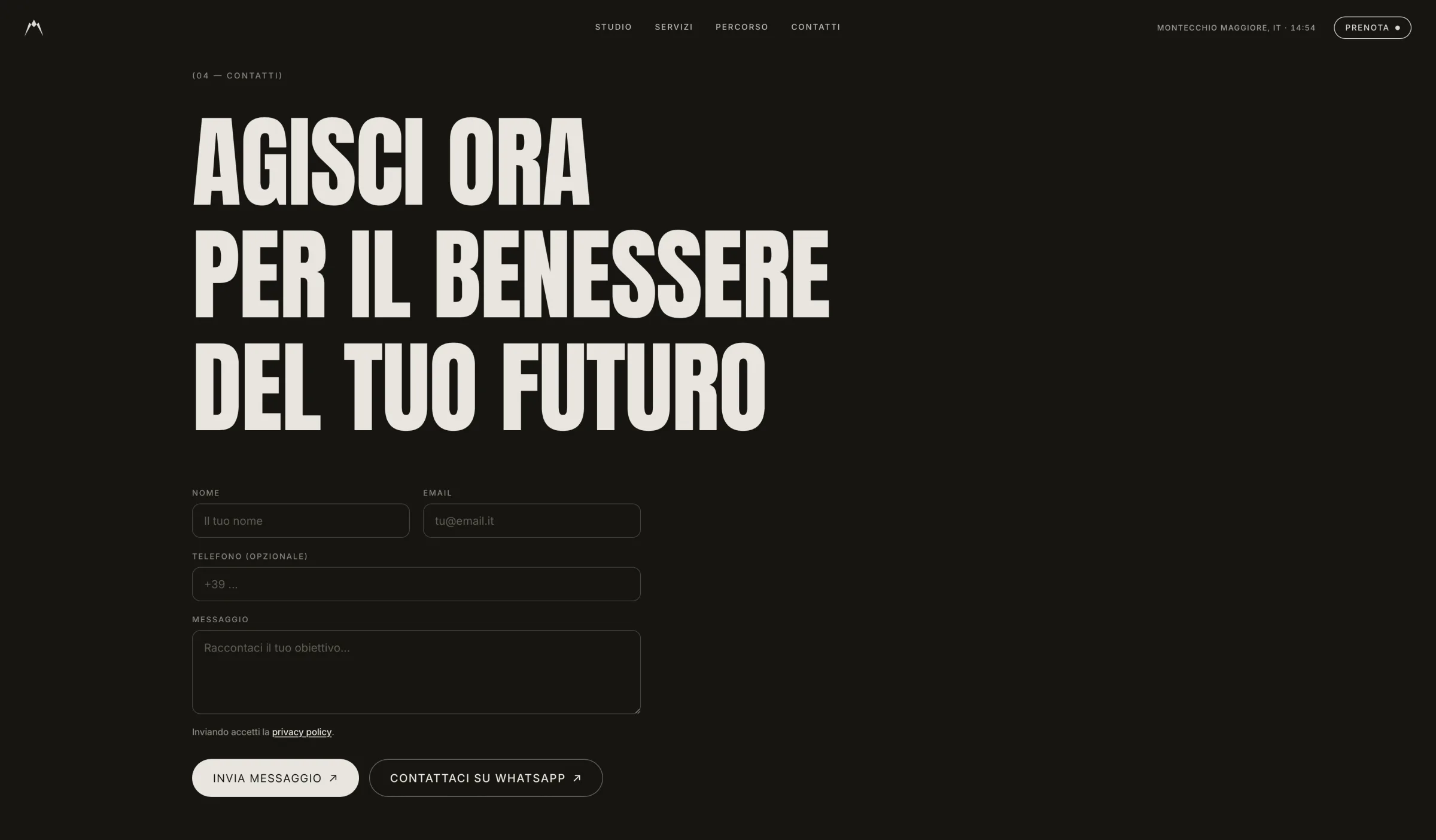Sezione contatti del sito