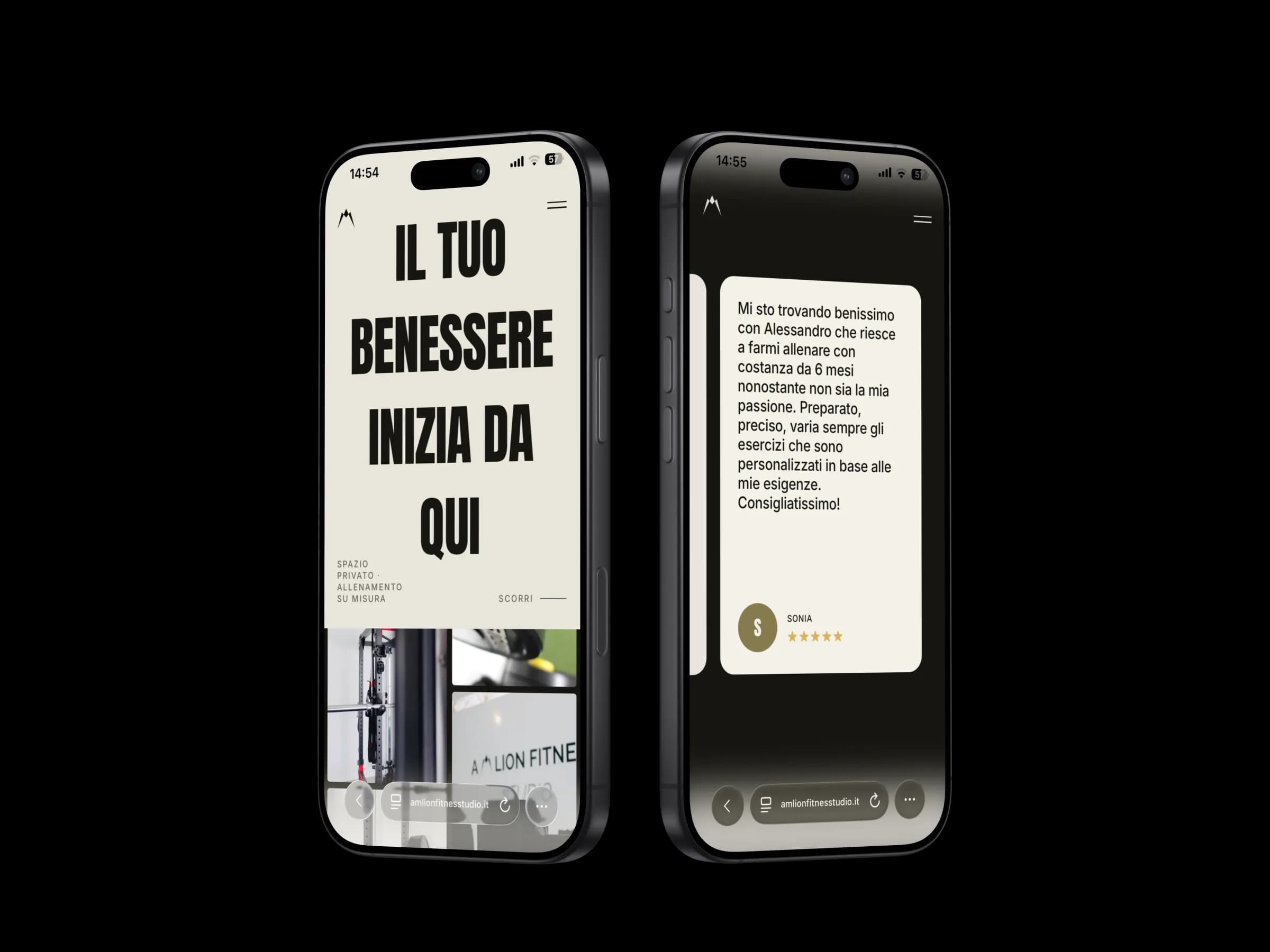 Mockup mobile con sezione recensioni