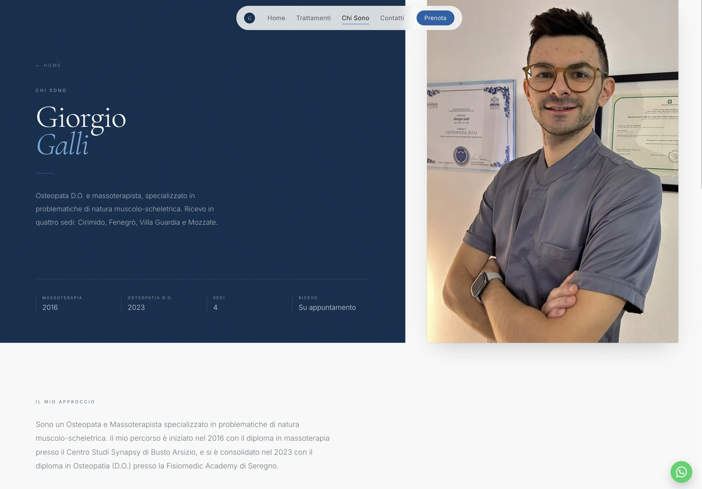 Pagina di prenotazione con calendario Cal.com per sede