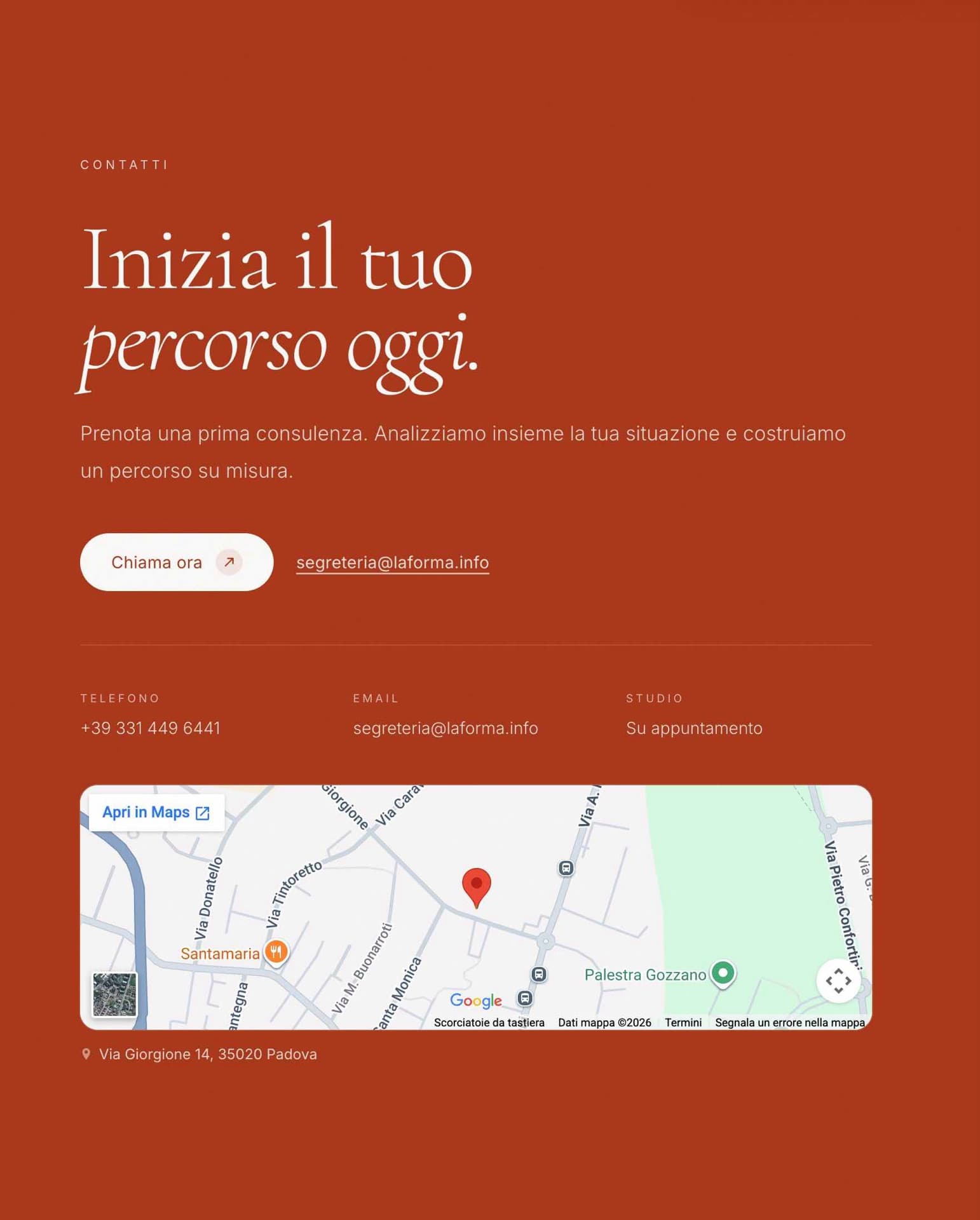 Sezione contatti