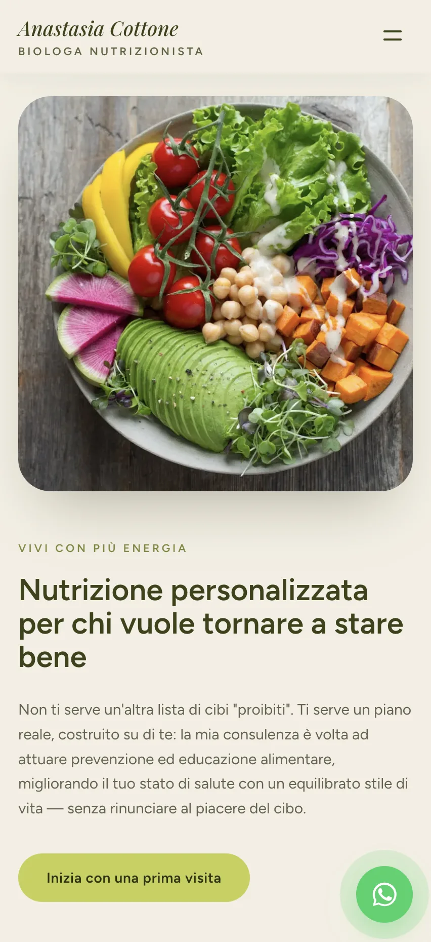 Schermata mobile dei servizi